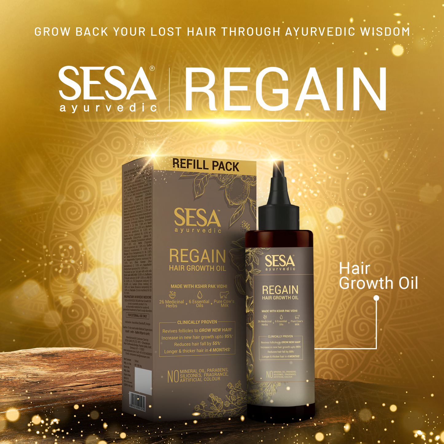 Ayurvedic Regain - 2 Step Hair Growth Kit (Clinically Proven*)