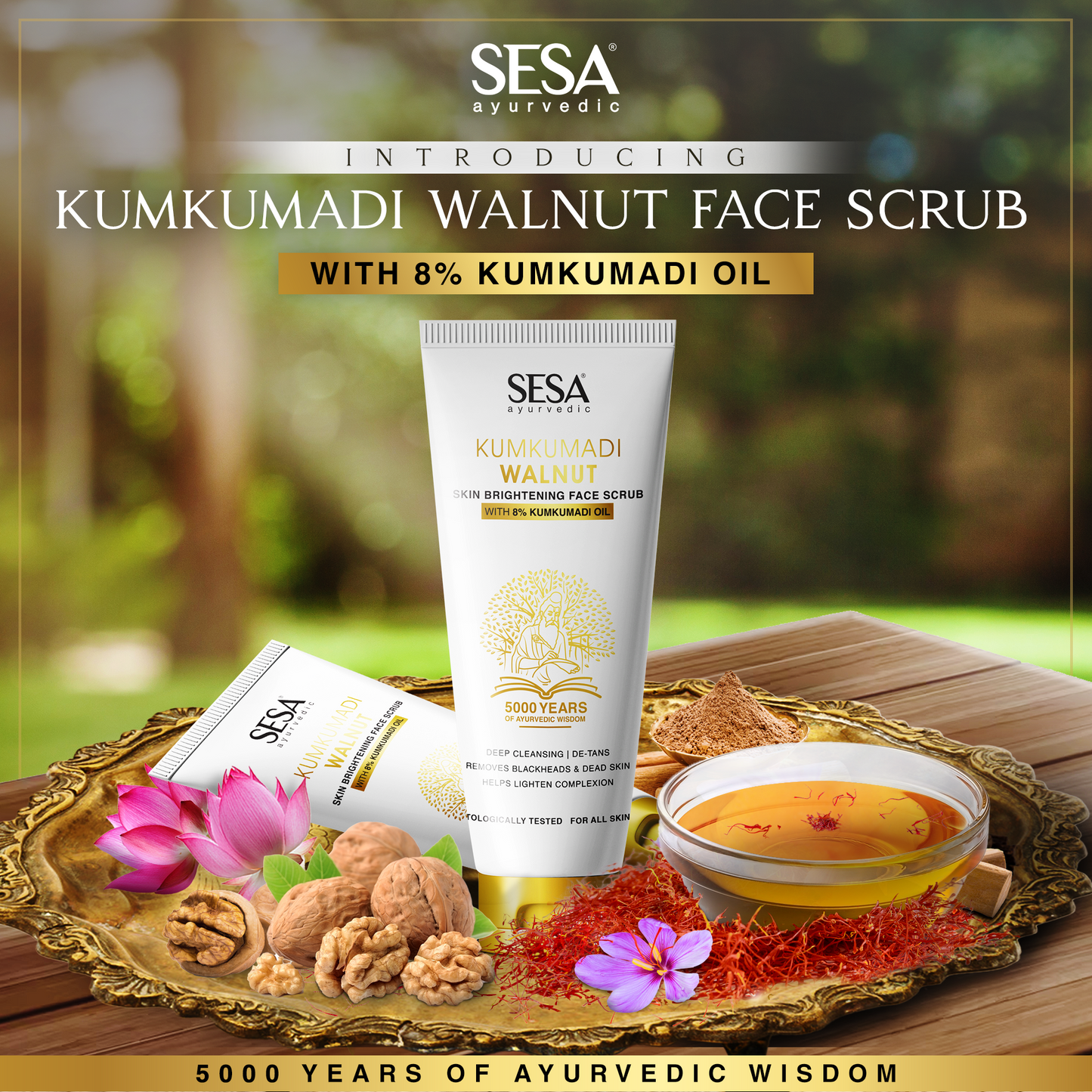 Kumkumadi Face Scrub with Walnut for Skin Glow - 100gm