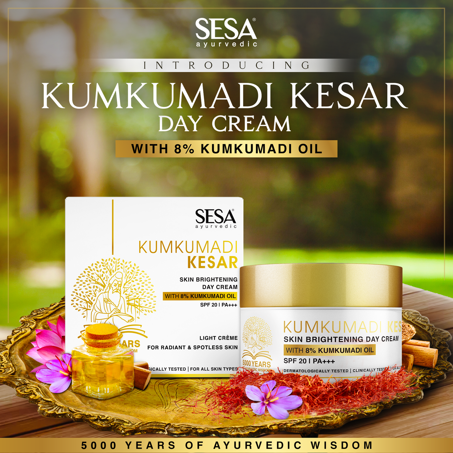 Kumkumadi Day Cream with Kesar for Skin Brightening - 50gm