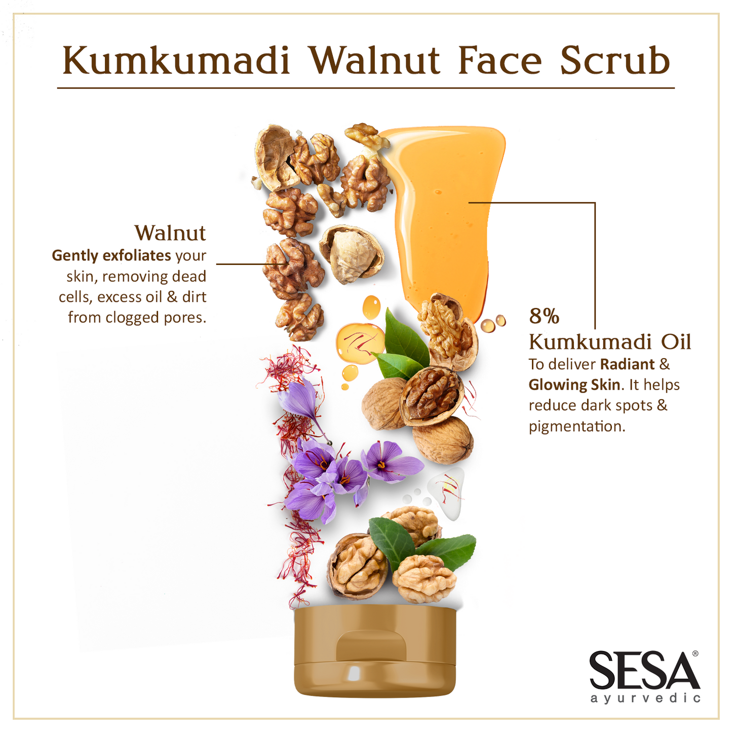 Kumkumadi Face Scrub with Walnut for Skin Glow - 100gm