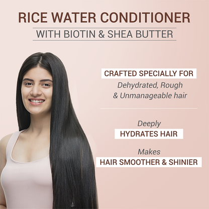 Rice Water Conditioner with Biotin & Shea Butter for Smooth & Shiny Hair