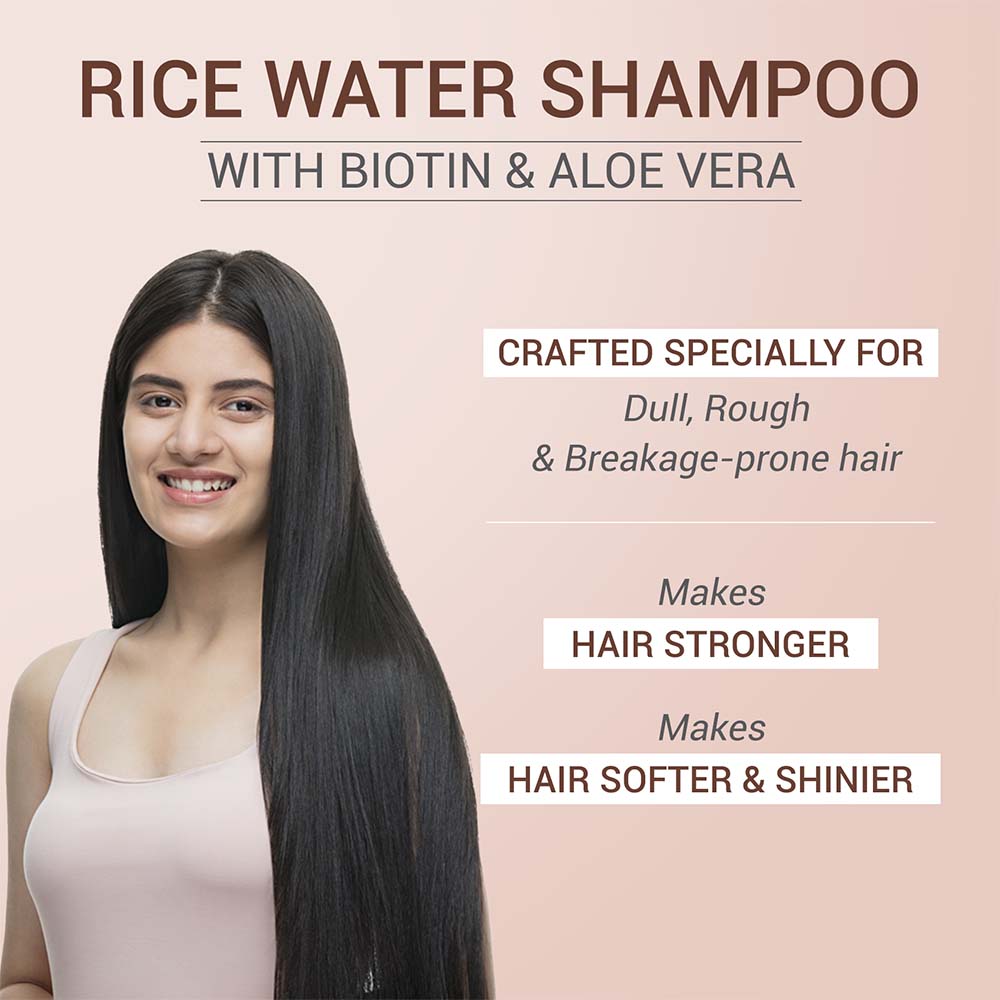 Rice Water Shampoo with Biotin & Aloe Vera for Soft & Shiny Hair