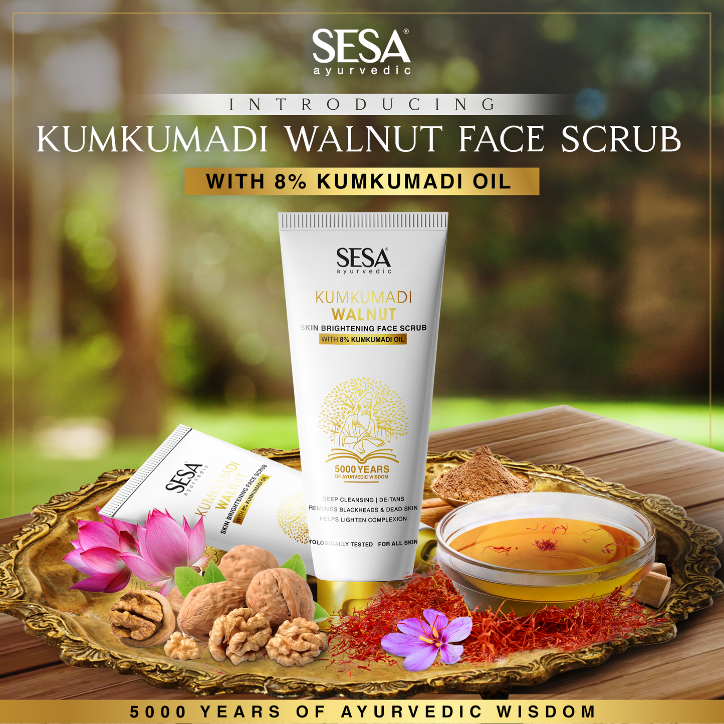 Kumkumadi Face Scrub with Walnut for Skin Glow