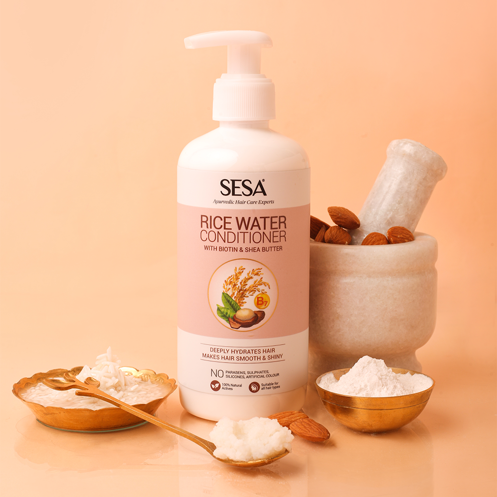 Rice Water Conditioner with Biotin & Shea Butter for Smooth & Shiny Hair