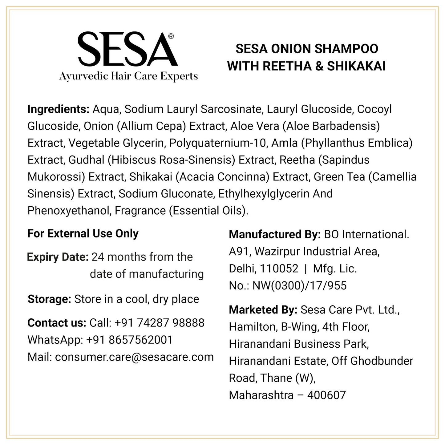 Onion Damage Repair Shampoo with Reetha & Shikakai - 300ml